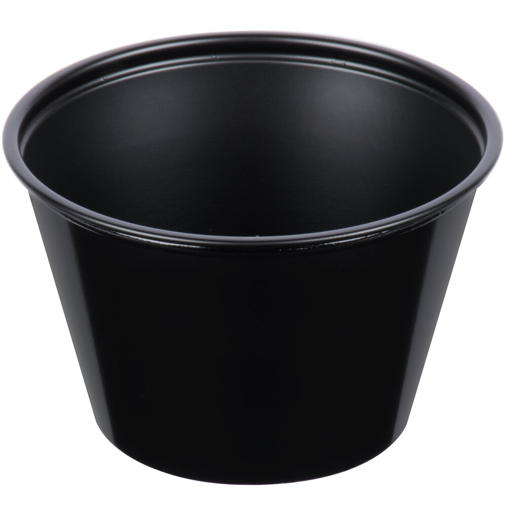 Solo P400BLK 4 oz. Black Polystyrene Souffle Cup / Portion Cup - 2,500/Case