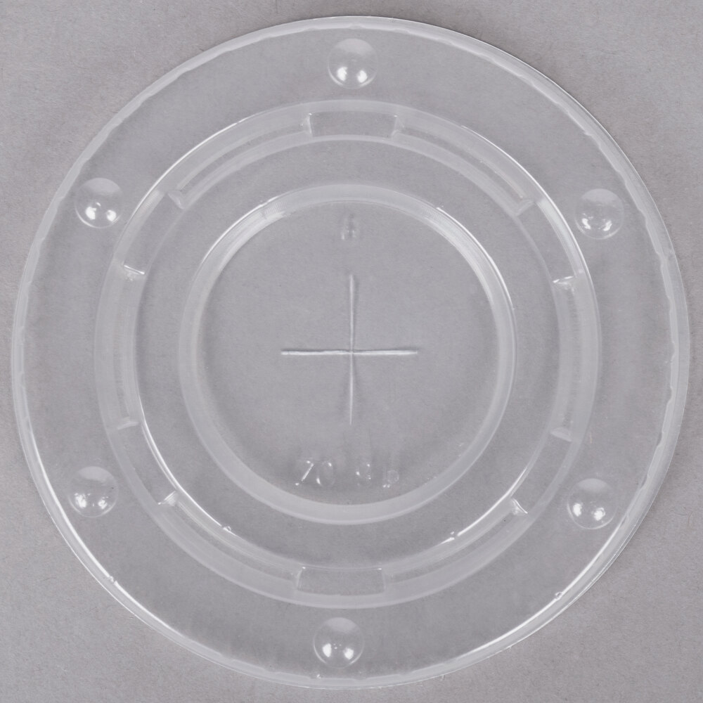 Choice 12-22 oz. Translucent Cold Cup Flat Lid with Straw Slot - 100/Pack
