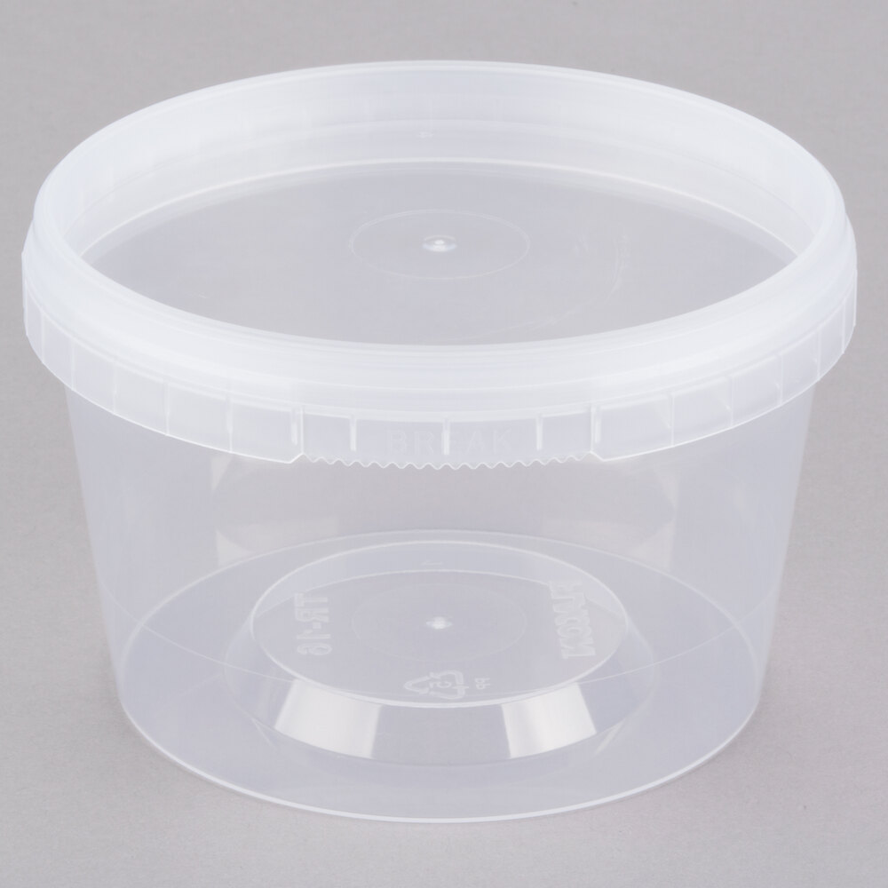 16 oz. Clear Tamper Resistant Tamper Evident Safe Lock Deli Container with Lid - 50/Case