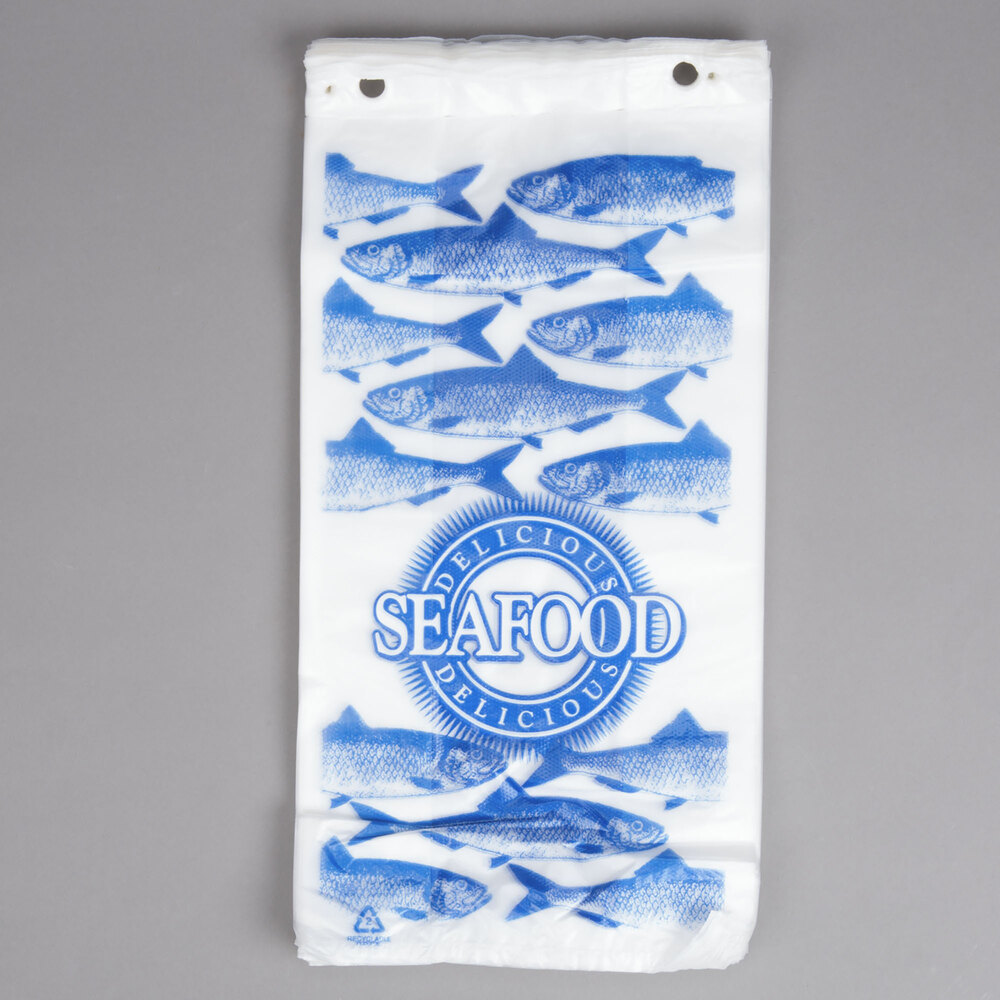 Seafood Bag 7" x 4" x 15" "Delicious Seafood" Design - 1,000/Case